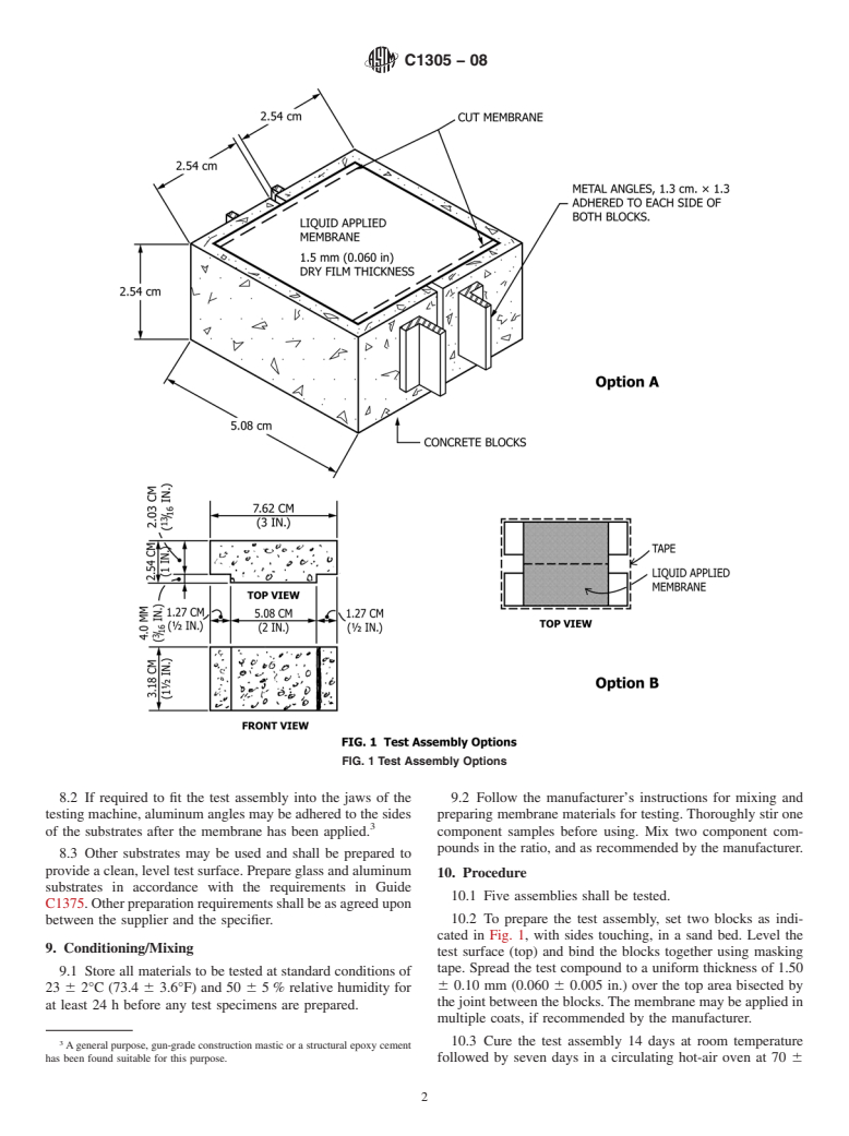 ASTM C1305-08 - Standard Test Method for Crack Bridging Ability of Liquid-Applied Waterproofing Membrane