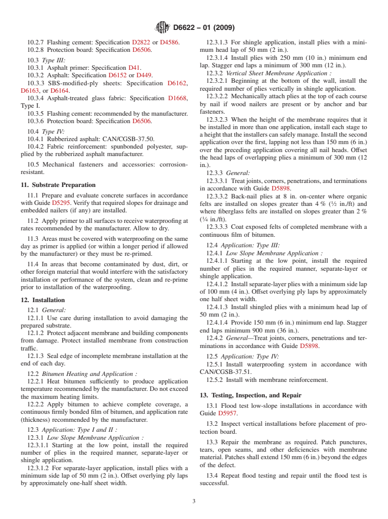 ASTM D6622-01(2009) - Standard Guide for Application of Fully Adhered Hot-Applied Reinforced Waterproofing Systems