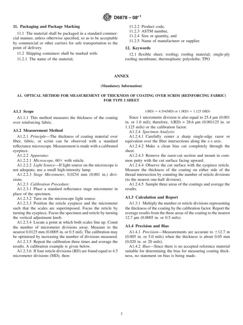 ASTM D6878-08e1 - Standard Specification for Thermoplastic Polyolefin Based Sheet Roofing