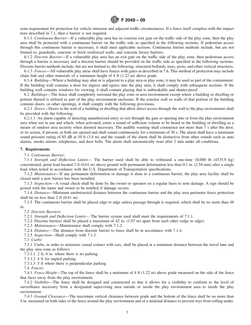 REDLINE ASTM F2049-09 - Standard Guide for Fences/Barriers for Public, Commercial, and Multi-Family Residential Use Outdoor Play Areas