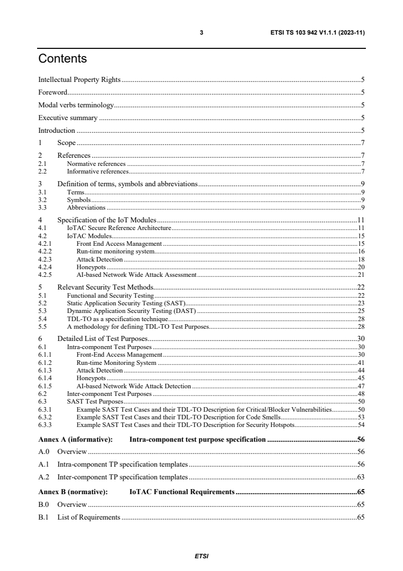 ETSI TS 103 942 V1.1.1 (2023-11) - Testing (MTS); Security Testing; IoT Security Functional Modules