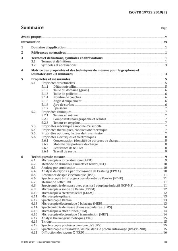 ISO/TR 19733:2019 - Nanotechnologies -- Matrice des propriétés et des techniques de mesure pour le graphene et autres matériaux bidimensionnels (2D)