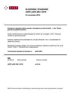 FprEN 286-1 prEN 286-1:2019 - Page 1 preview