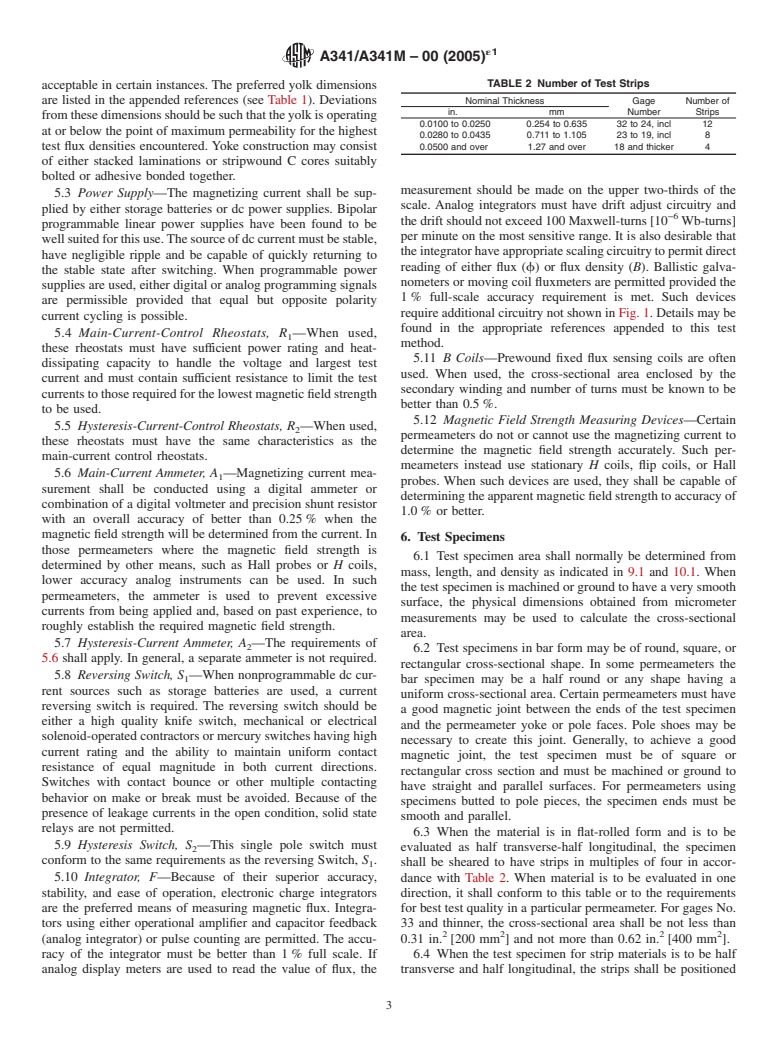 ASTM A341/A341M-00(2005)e1 - Standard Test Method for Direct Current Magnetic Properties of Materials Using D-C Permeameters and the Ballistic Test Methods