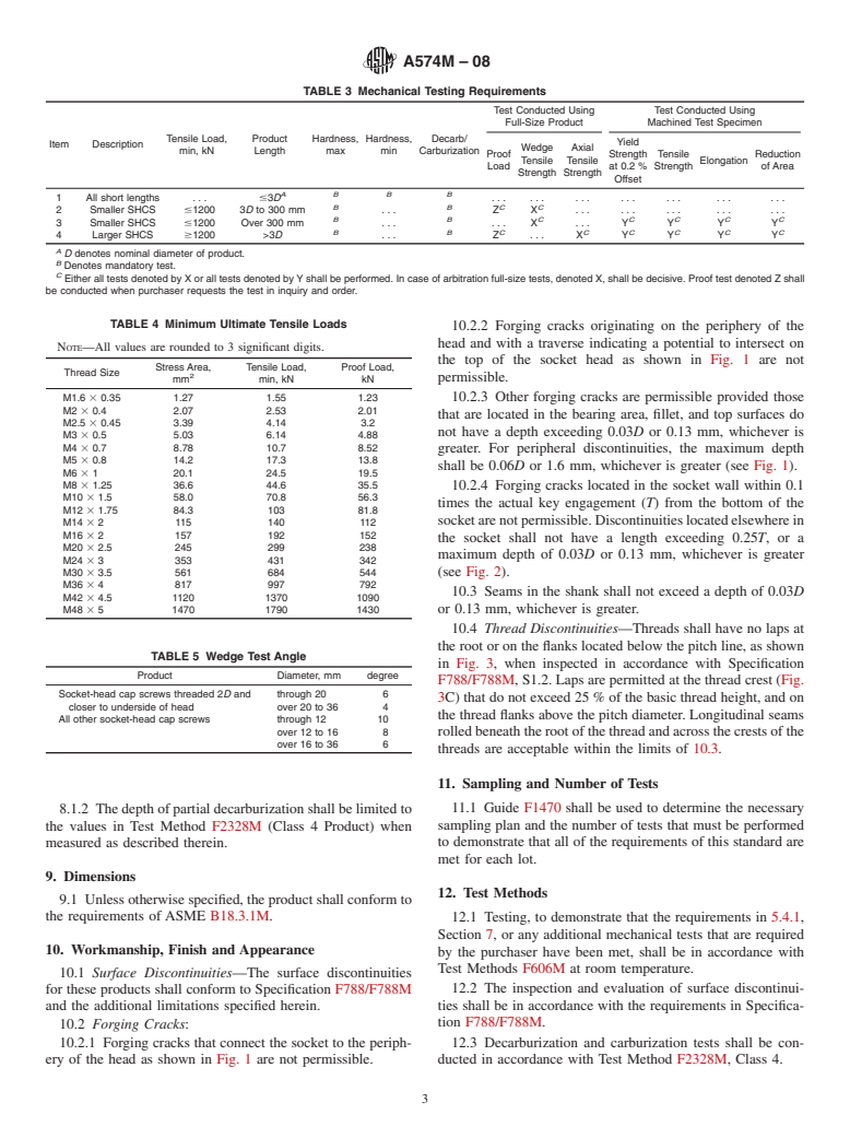 ASTM A574M-08 - Standard Specification for Alloy Steel Socket-Head Cap Screws [Metric]