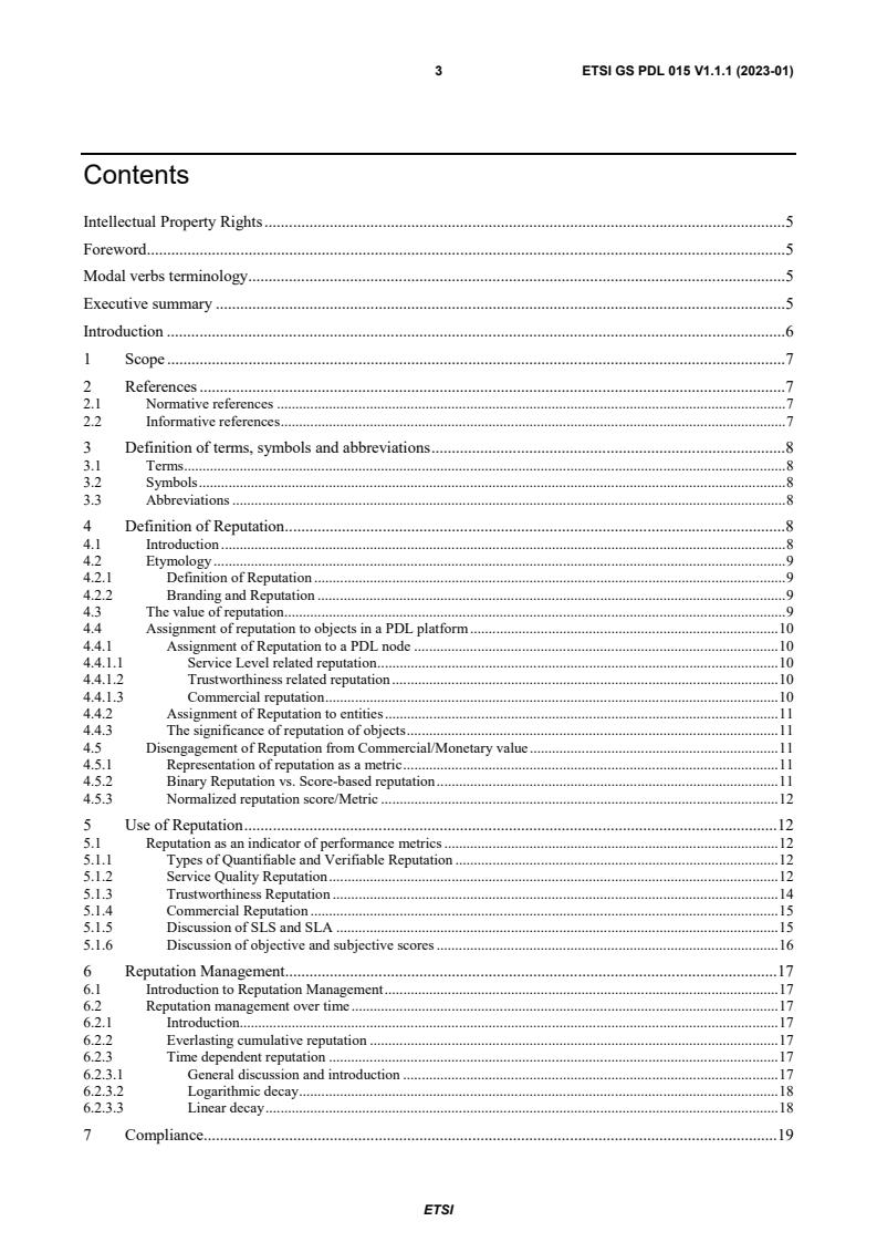 ETSI GS PDL 015 V1.1.1 (2023-01) - Permissioned Distributed Ledger (PDL); Reputation management