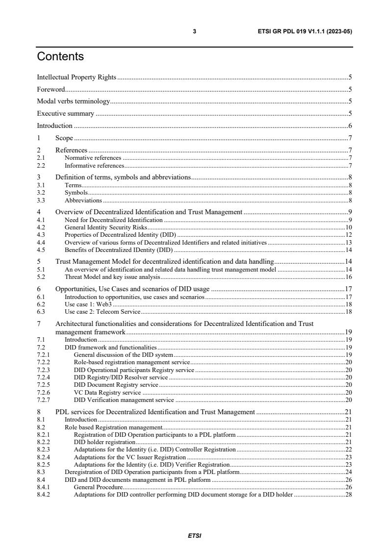ETSI GR PDL 019 V1.1.1 (2023-05) - PDL Services for Decentralized Identity and Trust Management