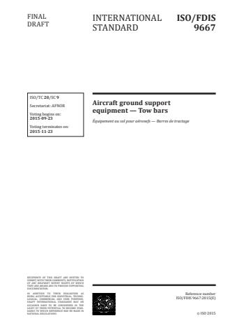 ISO 9667:2016 - Aircraft ground support equipment -- Tow bars