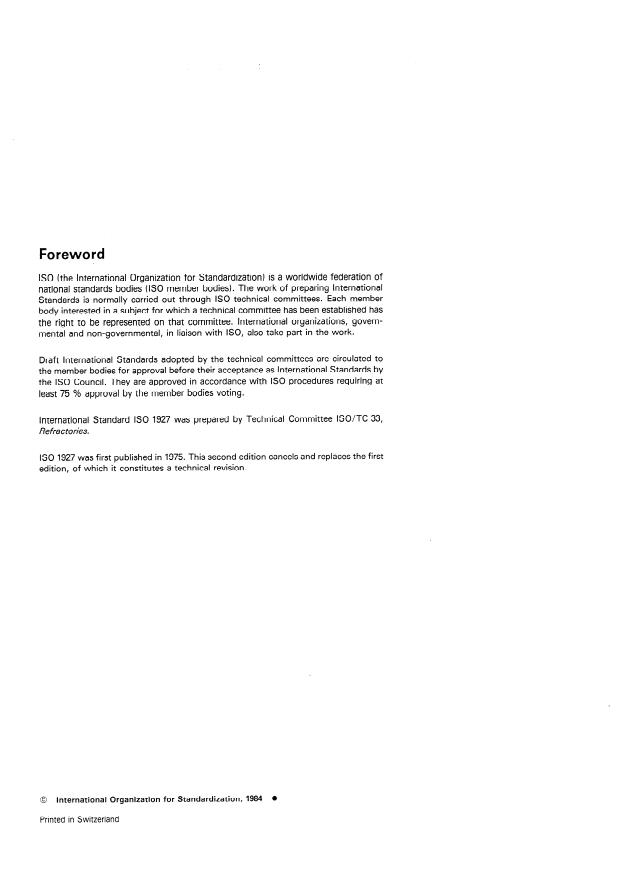 ISO 1927:1984 ISO 1927:1984 - Prepared unshaped refractory materials (dense and insulating) -- Classification - Page 2 preview