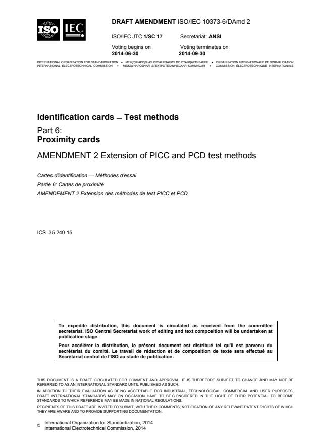 ISO/IEC 10373-6:2016/DAmd 2