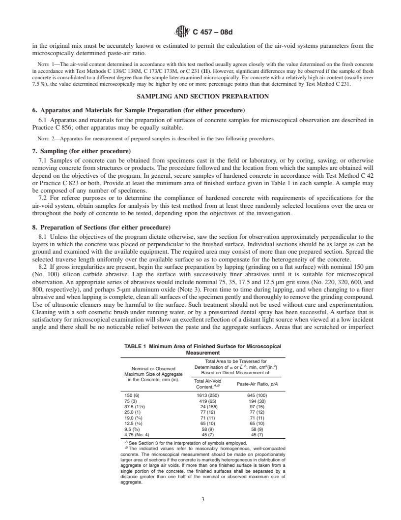 REDLINE ASTM C457-08d - Standard Test Method for Microscopical Determination of Parameters of the Air-Void System in Hardened Concrete