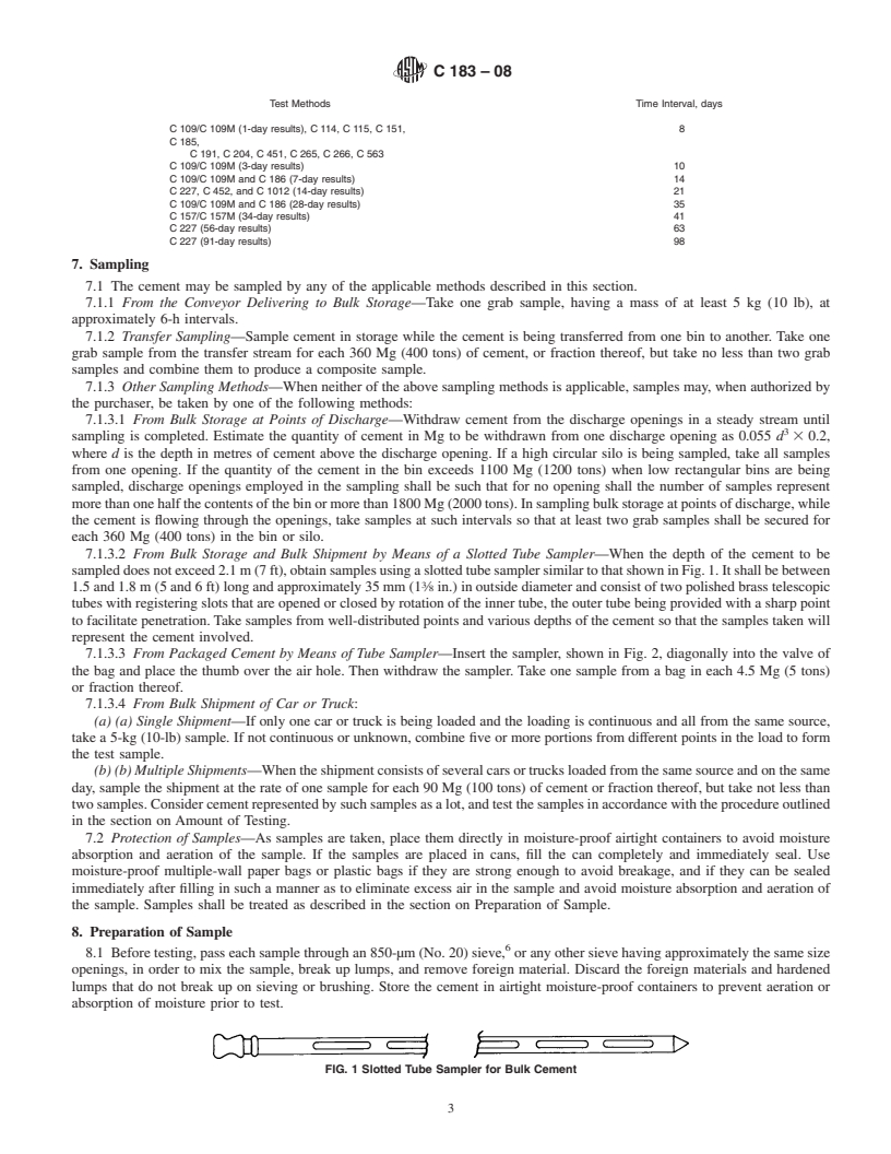 REDLINE ASTM C183-08 - Standard Practice for Sampling and the Amount of Testing of Hydraulic Cement