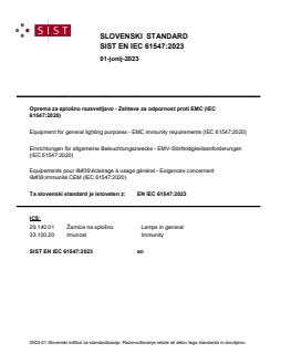 SIST EN IEC 61547:2023 - BARVE - Page 1 preview