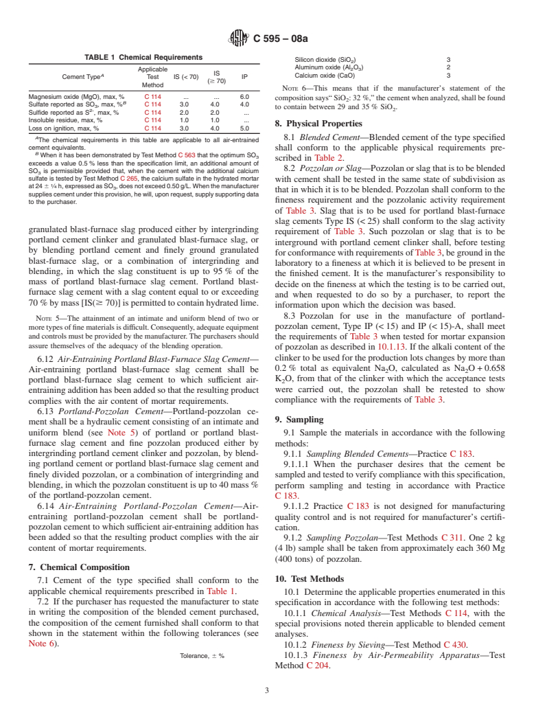 ASTM C595-08a - Standard Specification for  Blended Hydraulic Cements