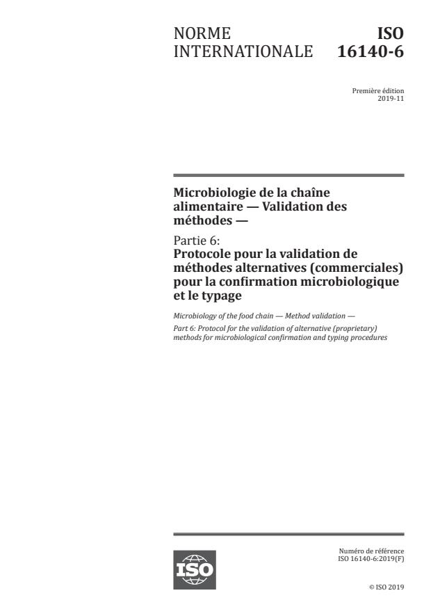 ISO 16140-6:2019 - Microbiologie de la chaîne alimentaire -- Validation des méthodes