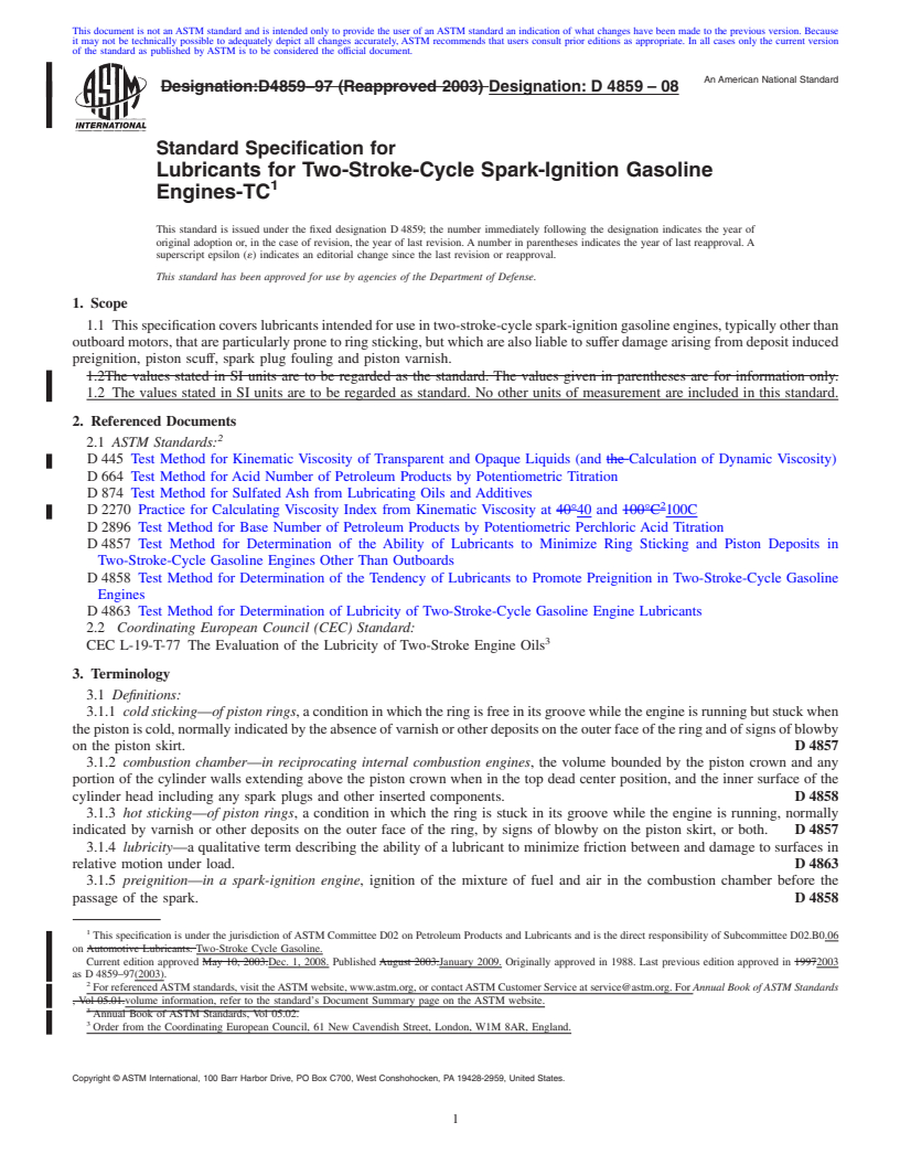 REDLINE ASTM D4859-08 - Standard Specification for Lubricants for Two-Stroke-Cycle Spark-Ignition Gasoline Engines-TC