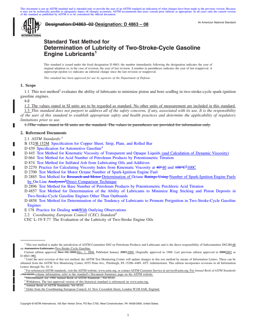 REDLINE ASTM D4863-08 - Standard Test Method for Determination of Lubricity of Two-Stroke-Cycle Gasoline Engine Lubricants