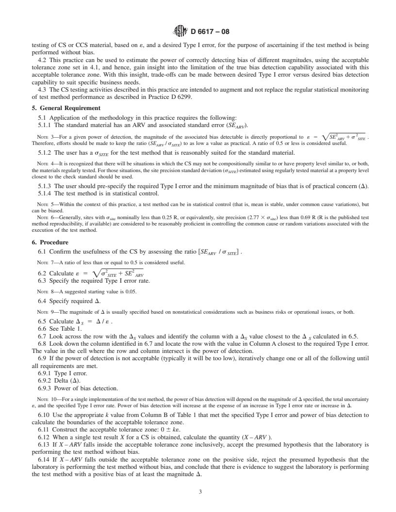 REDLINE ASTM D6617-08 - Standard Practice for Laboratory Bias Detection Using Single Test Result from Standard Material