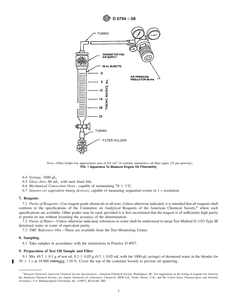 REDLINE ASTM D6794-08 - Standard Test Method for Measuring the Effect on Filterability of Engine Oils After Treatment with Various Amounts of Water and a Long (6-h) Heating Time