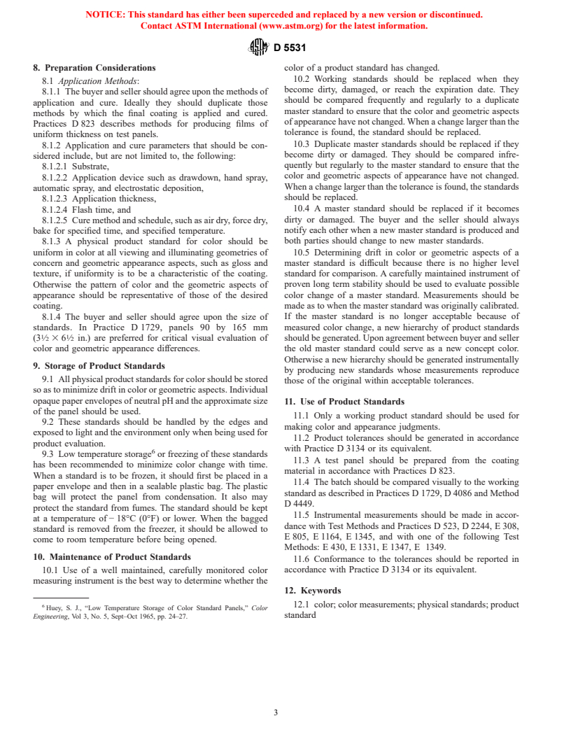 ASTM D5531-94(1999) - Standard Guide for Preparation, Maintenance, and Distribution of Physical Product Standards for Color and Geometric Appearance of Coatings