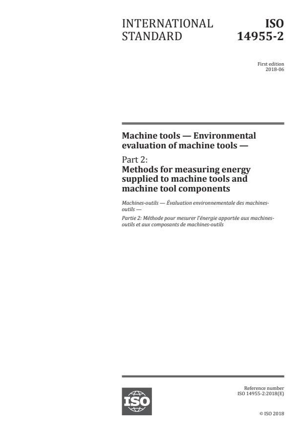 ISO 14955-2:2018 - Machine tools -- Environmental evaluation of machine tools