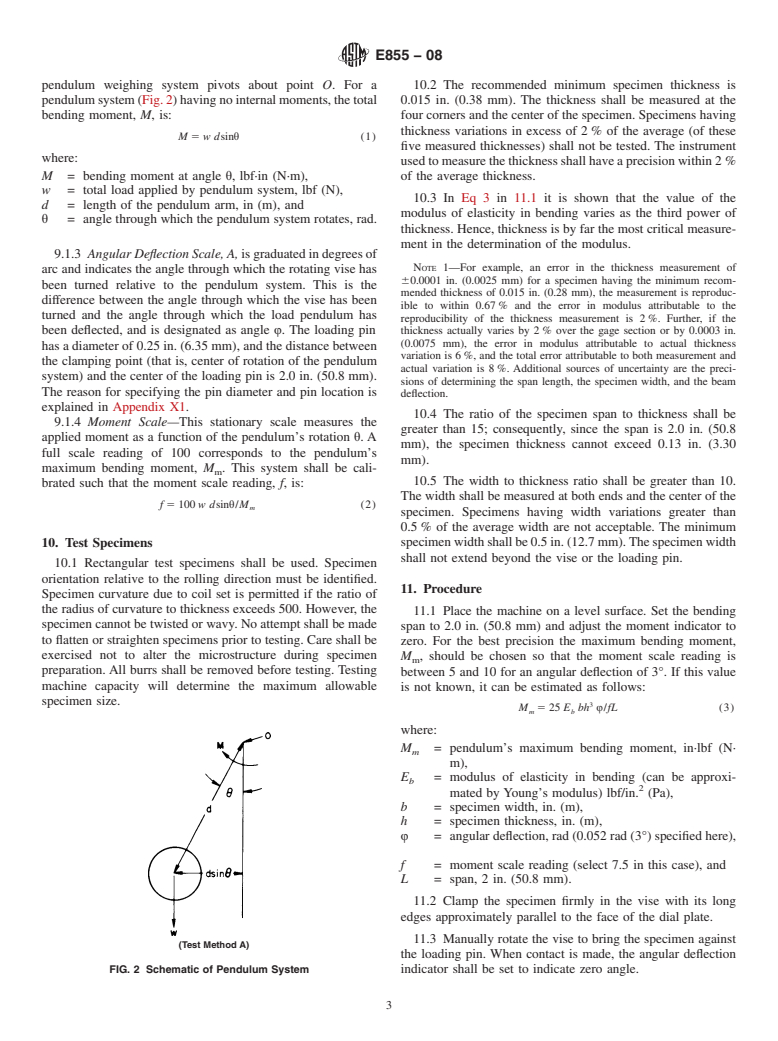 ASTM E855-08 - Standard Test Methods for Bend Testing of Metallic Flat Materials for Spring Applications Involving Static Loading