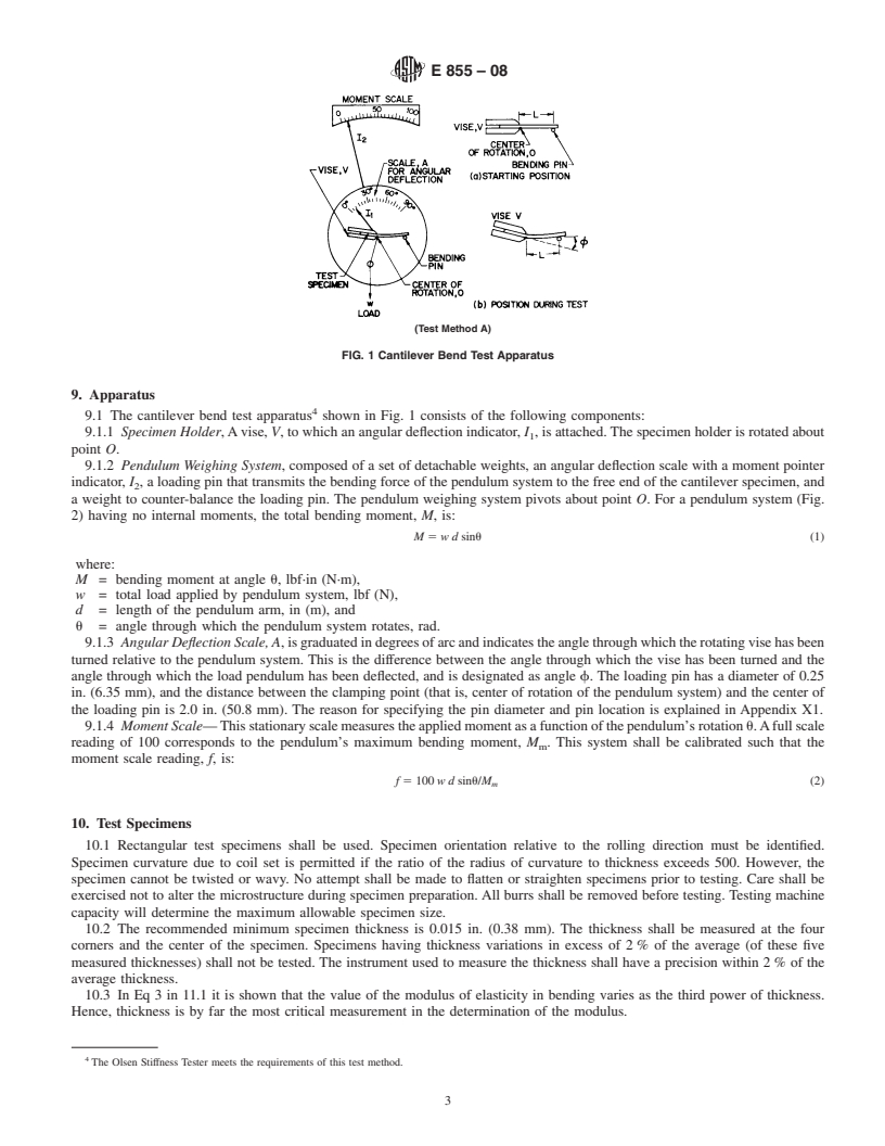 REDLINE ASTM E855-08 - Standard Test Methods for Bend Testing of Metallic Flat Materials for Spring Applications Involving Static Loading