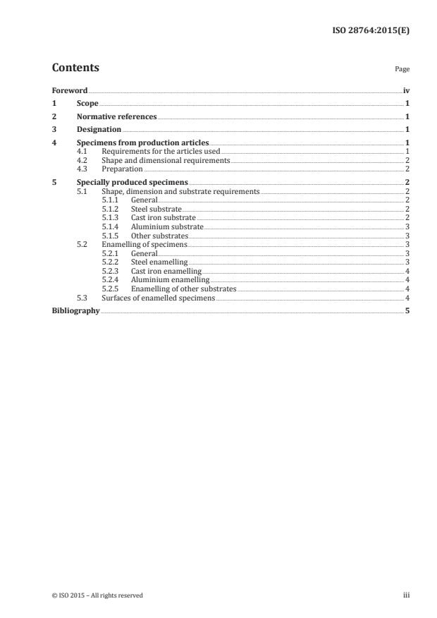 ISO 28764:2015 - Vitreous and porcelain enamels -- Production of specimens for testing enamels on sheet steel, sheet aluminium and cast iron