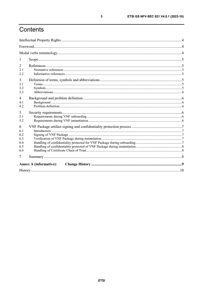 ETSI GS NFV-SEC 021 V4.5.1 (2023-10) - Network Functions Virtualisation (NFV) Release 4; Security; VNF Package Security Specification