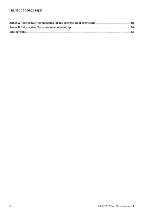 ISO/IEC 27000:2016 ISO/IEC 27000:2016 - Information technology -- Security techniques -- Information security management systems -- Overview and vocabulary - Page 4 preview