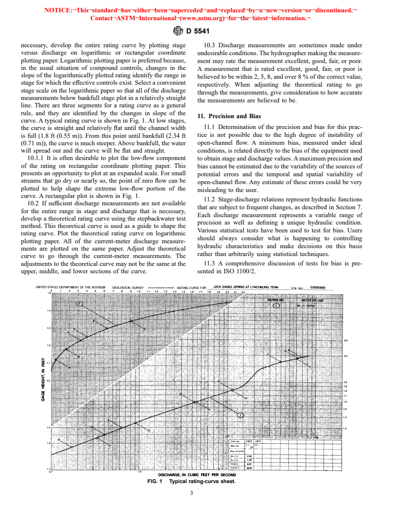 ASTM D5541-94(1998) - Standard Practice for Developing a Stage-Discharge Relation for Open Channel Flow