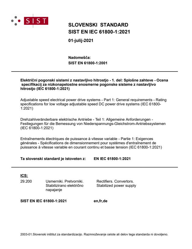 EN IEC 61800-1:2021 - BARVE