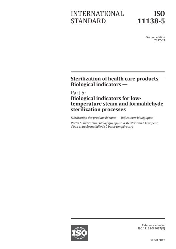 ISO 11138-5:2017 - Sterilization of health care products -- Biological indicators