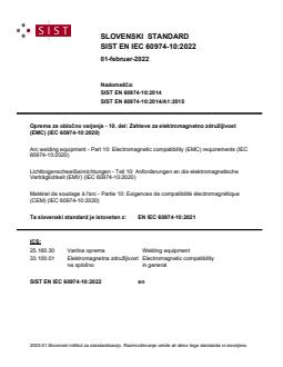 SIST EN IEC 60974-10:2022 SIST EN IEC 60974-10:2022 - Page 1 preview