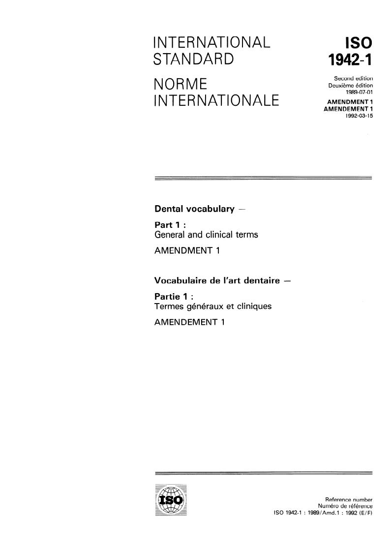 ISO 1942-1:1989/Amd 1:1992