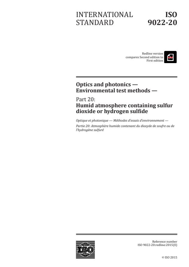 REDLINE ISO 9022-20:2015 - Optics and photonics -- Environmental test methods