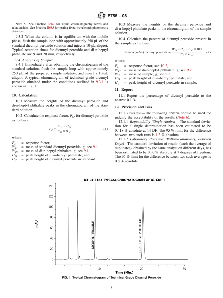 ASTM E755-08 - Standard Test Method for Dicumyl Peroxide, Assay (Liquid Chromatography) (Withdrawn 2016)