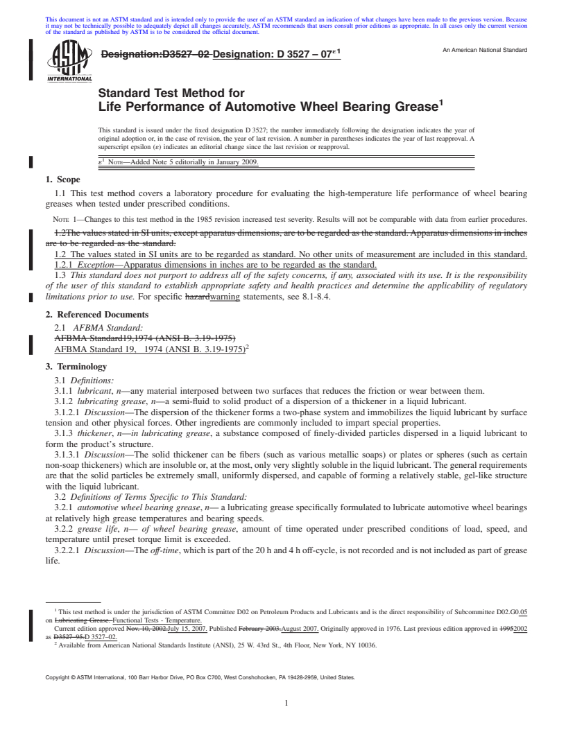 REDLINE ASTM D3527-07e1 - Standard Test Method for Life Performance of Automotive Wheel Bearing Grease