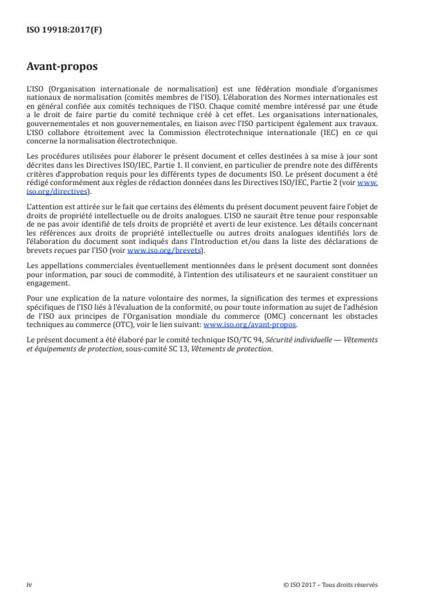 ISO 19918:2017 ISO 19918:2017 - Habillement de protection -- Protection contre les produits chimiques -- Mesure de la perméation cumulée a travers des matériaux des produits chimiques ayant une faible pression de vapeur - Page 4 preview