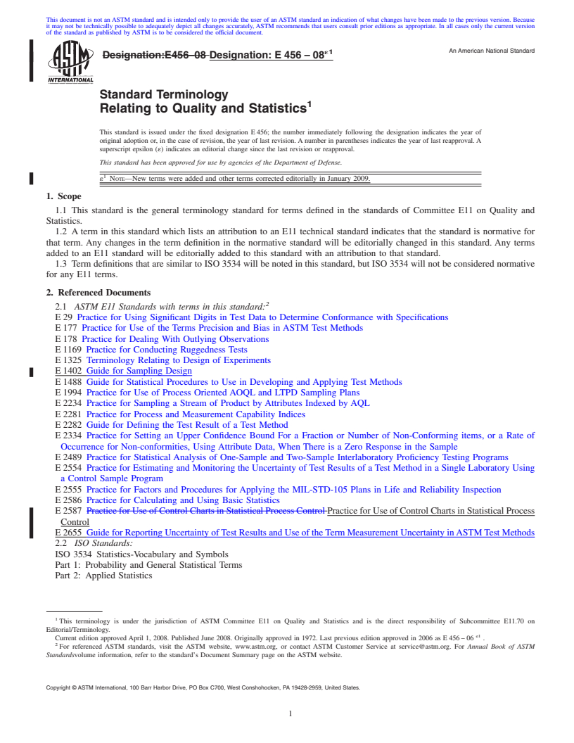 REDLINE ASTM E456-08e1 - Standard Terminology  Relating to Quality and Statistics