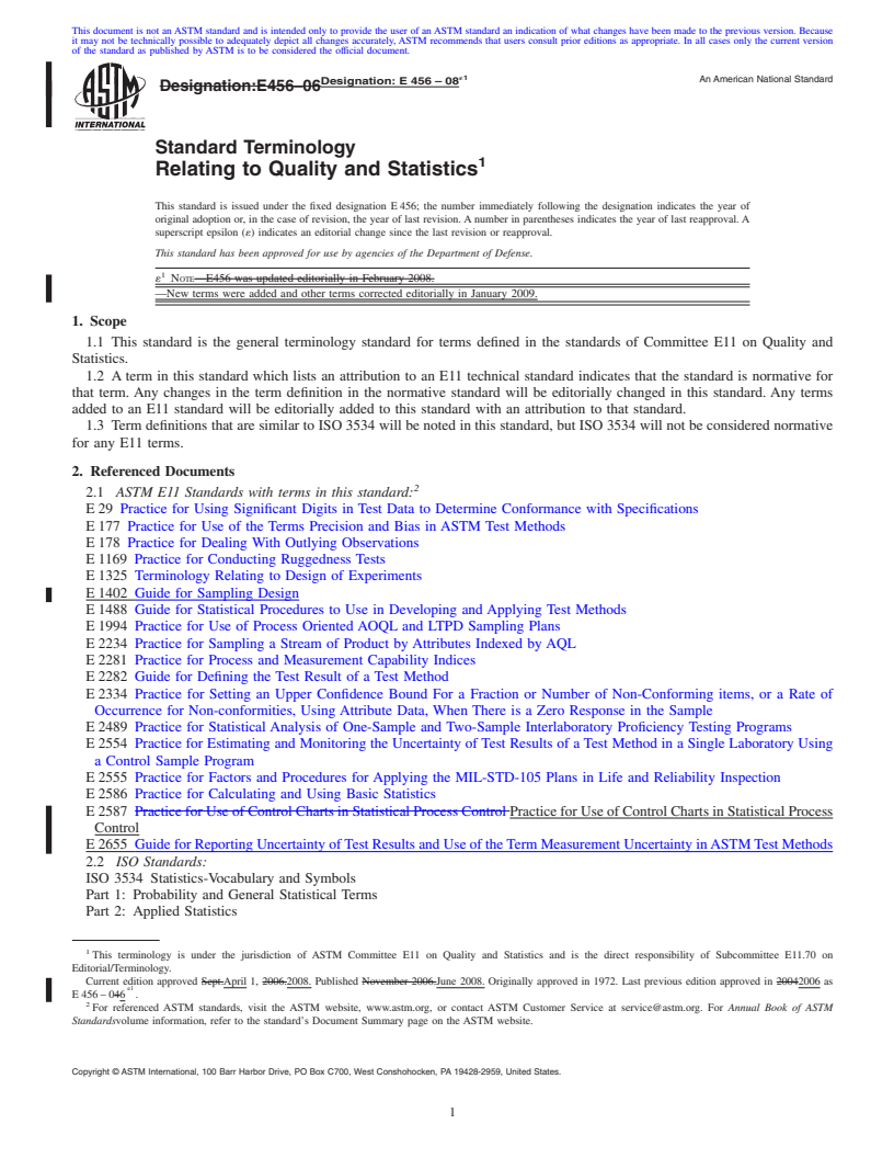 REDLINE ASTM E456-08e1 - Standard Terminology  Relating to Quality and Statistics