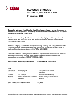 SIST EN ISO/ASTM 52942:2020 - Page 1 preview