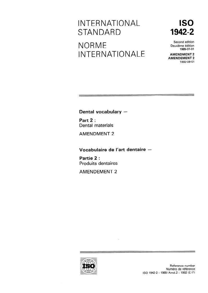 ISO 1942-2:1989/Amd 2:1992