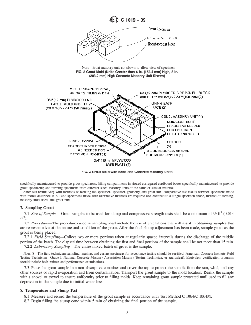 REDLINE ASTM C1019-09 - Standard Test Method for  Sampling and Testing Grout