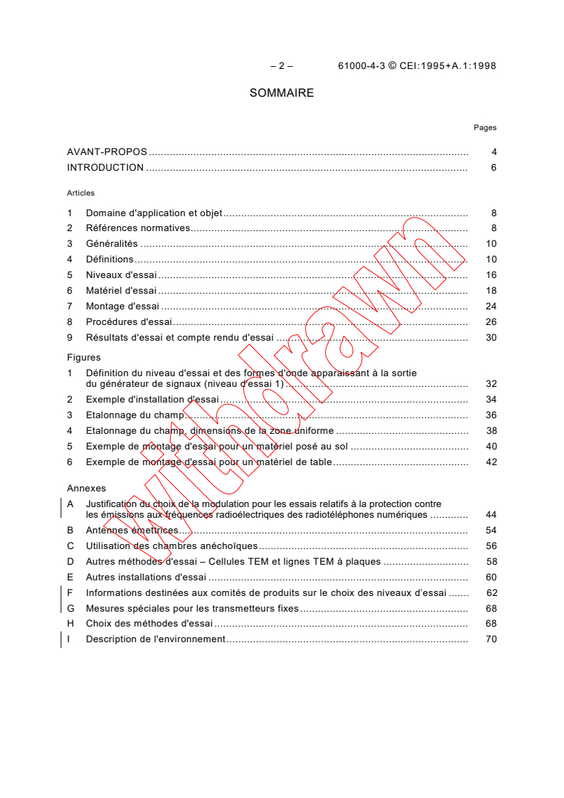 IEC 61000-4-3:1995 IEC 61000-4-3:1995+AMD1:1998 CSV - Electromagnetic compatibility (EMC) - Part 4-3: Testing and measurement techniques - Radiated, radio-frequency, electromagnetic field immunity test
Released:11/27/1998
Isbn:2831845688 - Page 4 preview