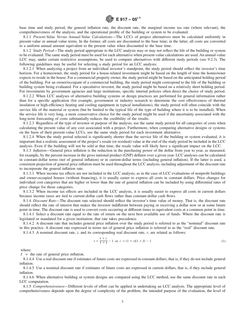 REDLINE ASTM E917-05e1 - Standard Practice for Measuring Life-Cycle Costs of Buildings and Building Systems