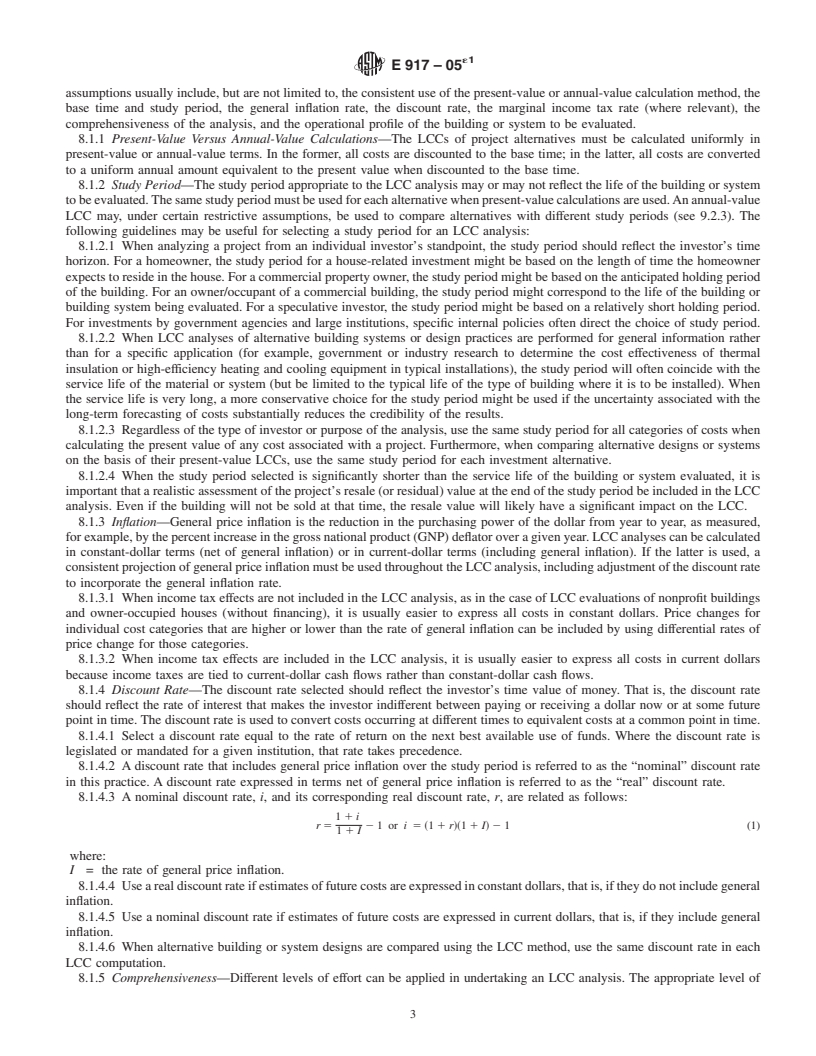 REDLINE ASTM E917-05e1 - Standard Practice for Measuring Life-Cycle Costs of Buildings and Building Systems