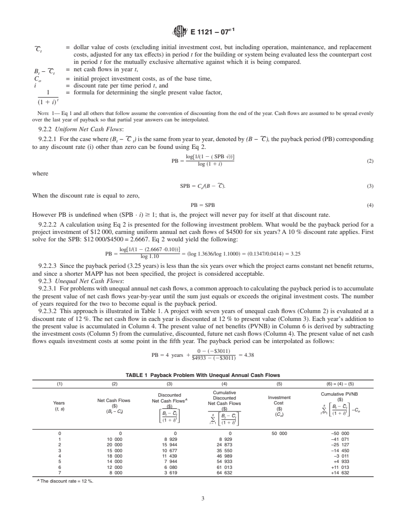 REDLINE ASTM E1121-07e1 - Standard Practice for Measuring Payback for Investments in Buildings and Building Systems