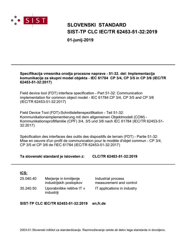 CLC/TR 62453-51-32:2019 TP CLC IEC/TR 62453-51-32:2019 - BARVE - Page 1 preview
