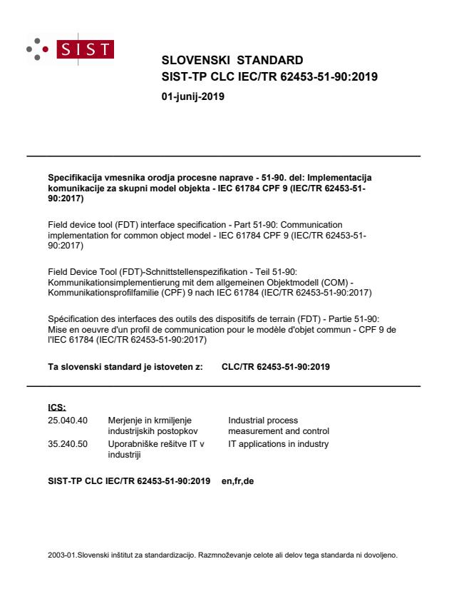 TP CLC IEC/TR 62453-51-90:2019 - BARVE
